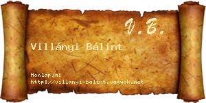 Villányi Bálint névjegykártya
